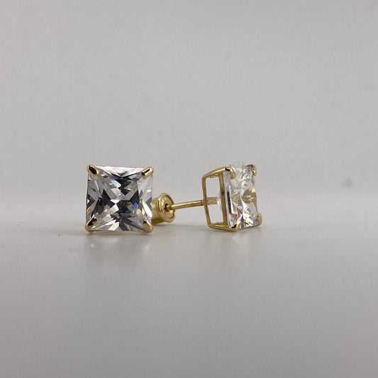 14k Square CZ Small Earrings AD™